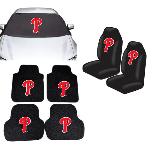 Philadelphia Phillies MLB Car Front Windshield Cover Seat Cover Floor Mats