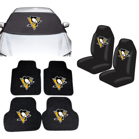 Pittsburgh Penguins NHL Car Front Windshield Cover Seat Cover Floor Mats