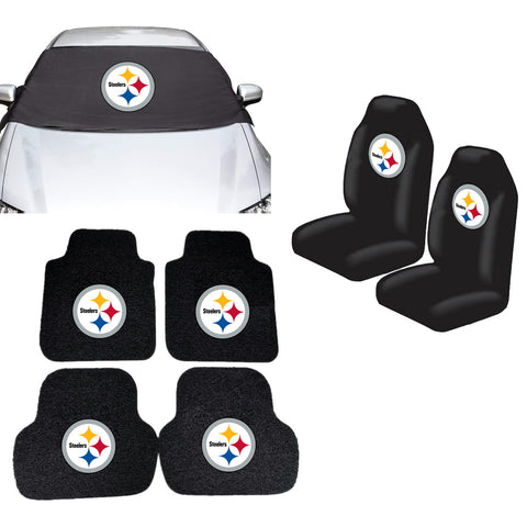 Pittsburgh Steelers NFL Car Front Windshield Cover Seat Cover Floor Mats