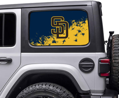 San Diego Padres MLB Rear Side Quarter Window Vinyl Decal Stickers Fits Jeep Wrangler