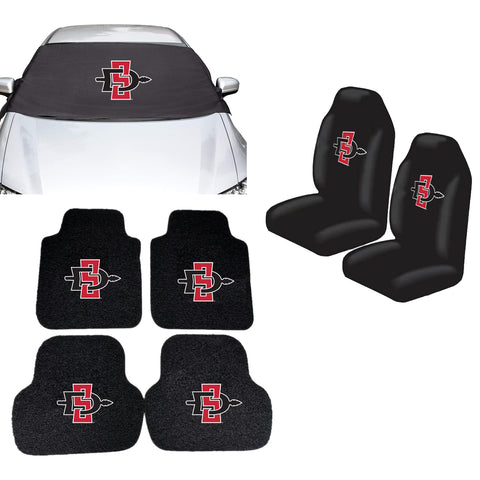 San Diego State Aztecs NCAA Car Front Windshield Cover Seat Cover Floor Mats