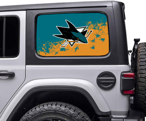 San Jose Sharks NHL Rear Side Quarter Window Vinyl Decal Stickers Fits Jeep Wrangler