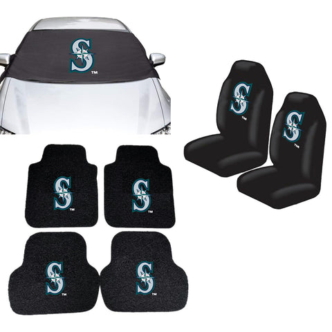 Seattle Mariners MLB Car Front Windshield Cover Seat Cover Floor Mats