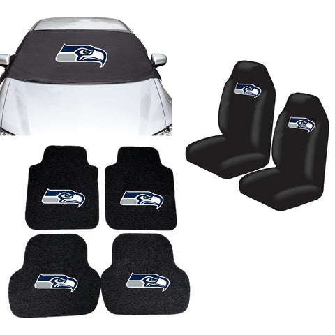 Seattle Seahawks NFL Car Front Windshield Cover Seat Cover Floor Mats