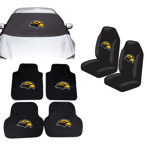 Southern Miss Golden Eagles NCAA Car Front Windshield Cover Seat Cover Floor Mats