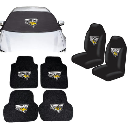 Towson Tigers NCAA Car Front Windshield Cover Seat Cover Floor Mats