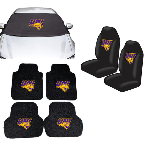 UNI Panthers NCAA Car Front Windshield Cover Seat Cover Floor Mats