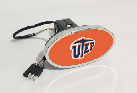 UTEP Miners NCAA Hitch Cover LED Brake Light for Trailer
