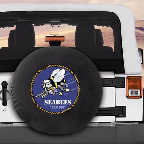 United States Navy w Seabees Military Spare Tire Cover