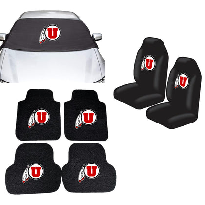 Utah Runnin' Utes NCAA Car Front Windshield Cover Seat Cover Floor Mats
