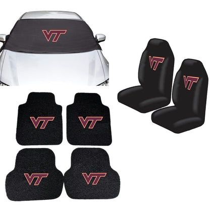 Virginia Tech Hokies NCAA Car Front Windshield Cover Seat Cover Floor Mats