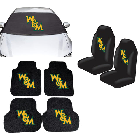 William & Mary Tribe NCAA Car Front Windshield Cover Seat Cover Floor Mats