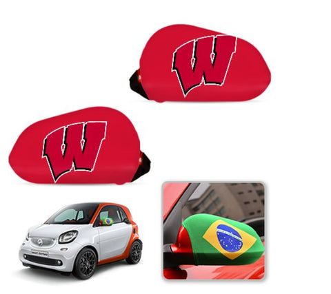 Wisconsin Badgers NCAAB Car rear view mirror cover-View Elastic